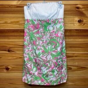 LILLY PULITZER  Franco Dress Strapless Forgot My Trunks Hotty Pink size 6
